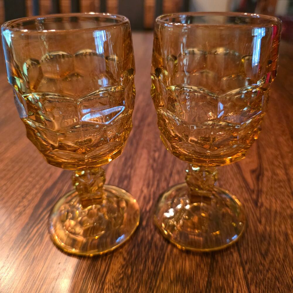 Viking Georgian Cordial Goblets 6900 Liquor Cocktail Golden Amber Topaz Set of 2